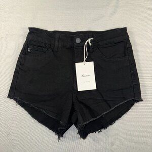 KanCan NWT Size 7/27 Black Denim Frayed Hem High Rise Shorts